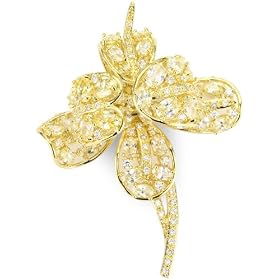 CZ by Kenneth Jay Lane Traditional CZ Elegant Floral Brooch