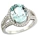 Revoni 14ct White Gold ( 12x10 mm ) Halo Engagement Aquamarine Ring w/ 0.23 Carat Brilliant Cut Diamonds & 3.90 Carats Oval Cut Stone