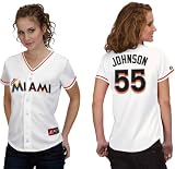 Josh Johnson Jersey: Women's Miami Marlins #55 Home White Replica Jersey