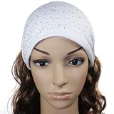 Sparkling Rhinestone and Dots Wide Elastic Cotton Headband - White Sparkling Rhinestone and Dots Wide Elastic Cotton Headband - White