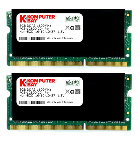 Komputerbay 16GB (2x 8GB) DDR3 PC3-12800 1600MHz SODIMM 204-Pin Laptop Memory 10-10-10-27 with Black Heatspreaders On Sale