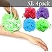 XL Bath Pouf Large Mesh Shower Sponge Set of 4 Pack 70gr, Exfoliating Cleanse Soothe Skin Loofah Luffa Body pouf Mesh Exfoliate Skin Lofah Body Scrubber Soft Bath Pouf Bulk Men Women