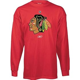 Chicago Blackhawks NHL Red Long Sleeve Tee Shirt By Reebok by Men's L/S Button Shirts