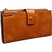 Obosoyo Women's Large Capacity Luxury Wax Genuine Leather Wallet With Zipper Pocket Yellowish Brown