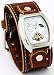 Nemesis #Bsth006w Men's Premium Wide Leather Cuff Band Open Heart Skeleton Display Automatic Watch