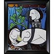 overstockArt Picasso Nude, Green Leaves and Bust Painting with Black Satin Frame