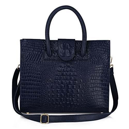 Kattee Designer Crocodile Embossed Genuine Leather Tote Crossbody Bag