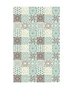 Huella deco Alfombra Bañada en Vinilo (Azul Celeste/Multicolor)