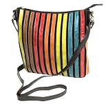 Sirco Multistripe Soft Leather Shoulder Bag with Adjustable Strap