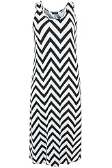 Plus Size Scoop Neck Sleeveless Zig Zag Maxi Dress 