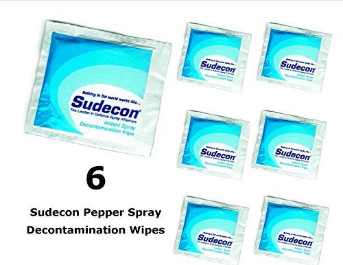 6 Pack Sudecon Pepper Spray Decontamination Wipes - Blowback/Overspray