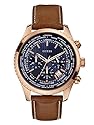 GUESS Men's U0500G1 Honey Brown Chronograph Watch with Blue Dial & Date Function