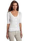 Minnie Rose Womens Sequin Front 3/4 Sleeve Cardigan Sweater