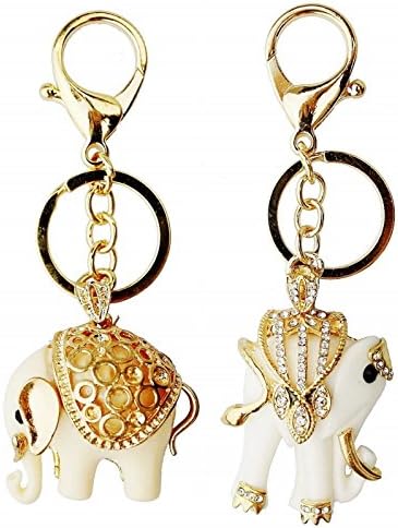 NEW Resin Elephant Charm Car Purse Crystal Handbag Key Chain Bag Ring 2pcs. per pack