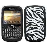 BlackBerry Curve 8520 T-Mobile White Zebra Skin Laser-cut Rubber Touch Skin Phone Protector Cover