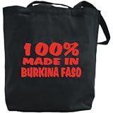Canvas Tote Bag Black " 100% Made In Burkina Faso " Country