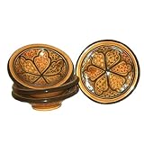 Le Souk Ceramique 4-Inch Set of 4 Round Sauce Dishes, Honey Design
