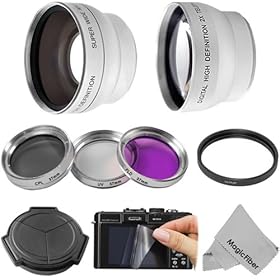 Complete Accessory Kit for PANASONIC LUMIX DMC-LX7 - Includes: 0.5x Wide Angle & 2.0x Telephoto High Definition Lenses + 37mm Lens Adapter Ring + Auto Lens Cap + Filter Kit (UV, Polarizer, Fluorescent) + LCD Screen Protector + MagicFiber Microfiber Cleaning Cloth