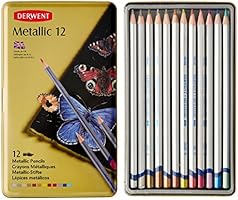 Derwent Metallic Watersoluble Pencils, 3.4mm Core, Metal Tin, 12 Count (0700456)