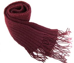 Handmade Acrylic Scarf - Chunky Knitting Collection - Gift Idea for Men in Burgundy Wine (100% Knitted By Hand, Classic Fringes)