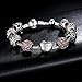 Presentski Love Charm Bracelet for Women and Girls with Pink CZ, Heart, Amour, Amor, Flower, and Butterfly (7.9 Inches)