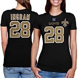 NFL New Orleans Saints Mark Ingram #28 Ladies Fair Catch IV Player T-Shirt - Black (Medium)