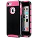 ULAK iPhone 5C Case, Slim Lightweight 2in1 iPhone 5C Cases Hybrid with Soft Rugged TPU Inner Skin and Hard PC Anti Scratches Protective Cover for Apple iPhone 5C (Black+Hot Pink)