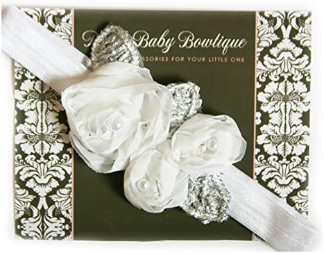 Baby Christening Baptism Headband - Handcrafted in the USA - White Baby Headband (Regular 3months-Toddler)