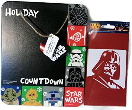 Star Wars Countdown Bundle of 4 Items: Holiday Chalkboard, Chalk, C-3P0 Earbuds, Darth Vader Decal