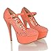 Almond Toe Lace Mary Jane Platform Stiletto Heel Dress Sandals