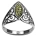 Sterling Silver Green Amber Classic Marquise Ring