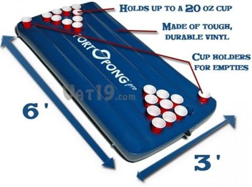 Portopong Blue Inflatable Floating Beer Pong Table