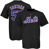 Majestic New York Mets #57 Johan Santana Black Youth Players T-shirt