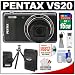 Pentax Optio VS20 20X Optical Zoom Digital Camera (Noble Black) with 16GB Card + Case + Tripod + Accessory Kit