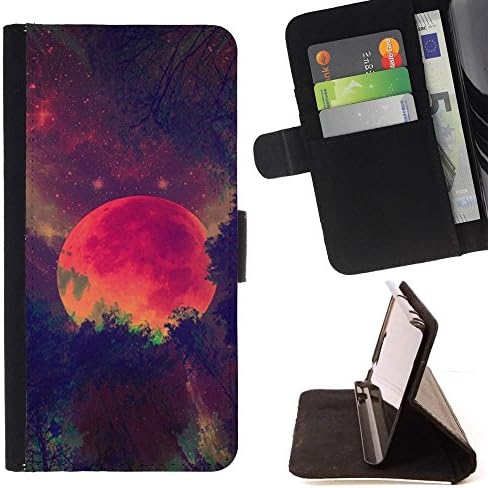 Momo Phone Case / Wallet Leather Case Cover With Card Slots - Red Planer Universe Mars Galaxy Stars - Huawei Ascend P8 (Not for P8 Lite)