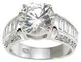 925 Sterling Silver Large Brilliant Cut CZ Ring