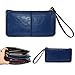 befen Women's Genuine Leather Wristlet Clutch Cell Phone Wallet, Multi Card Organizer Wallet Purse (Gemstone Blue)