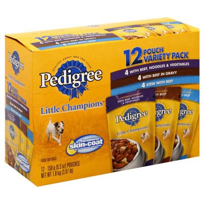 Pedigree Little Champions Dog Food, Variety Pack, 12 x 5.3 oz Pouches (Pack of 4)