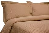 Carleton Collection 300 Thread-Count 100-Percent Cotton Sateen Printed Dot Twin Size 2-Piece Duvet Set, Mocha