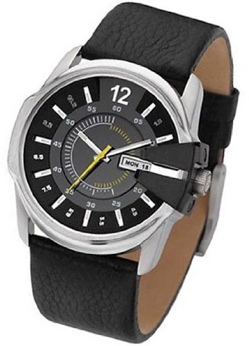 Diesel Watches Men's Black Not-So-Basic Basic Analog Black Dial Watch