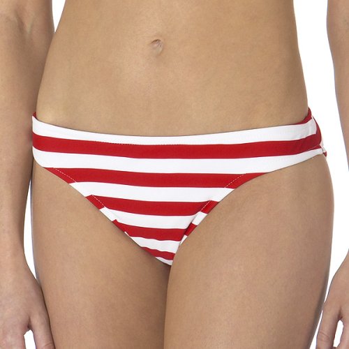 Xhilaration Stripe Hipster Swim Bottoms - Red/ White