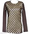 Tinseltown Brown Long Sleeve Peace Sign T-Shirt
