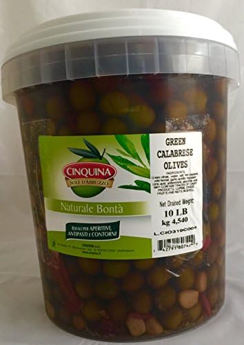 Cinquina Green Calabrese Olives (10 LBS)