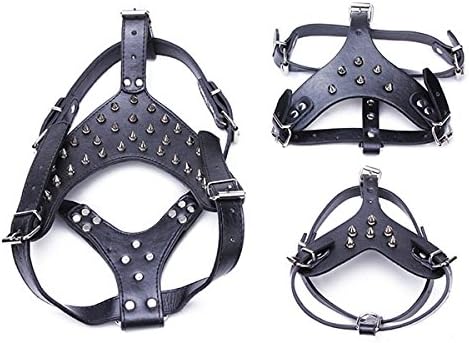 Domineering PUÂ Leather with Rivet Studded for PetsÂ Dogs Harness