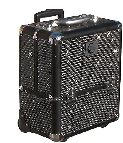 Clever PRO Makeup Artist Rolling Train Case w/ 4trays &amp; Dividers - Black Krystal Go Where the Pros Go!