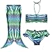 iiniim Girl 3Pcs Mermaid Tail Swimsuit Bathing Suit Swimwear Costume