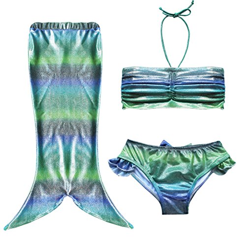 iiniim Girl 3Pcs Mermaid Tail Swimsuit Bathing Suit Swimwear Costume