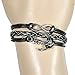 Hitop Jewelry Mens Womens Leather Bracelet, Vintage Anchor Infinity Charm Bangle, Black
