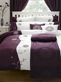 Double size duvet cover and two pillowcase bedding set, purple 'Sabine'