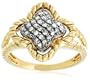 10k Two-Tone Gold Rope Design Diamond Clover Ring (1/5 cttw, I-J Color, I2-I3 Clarity), Size 7